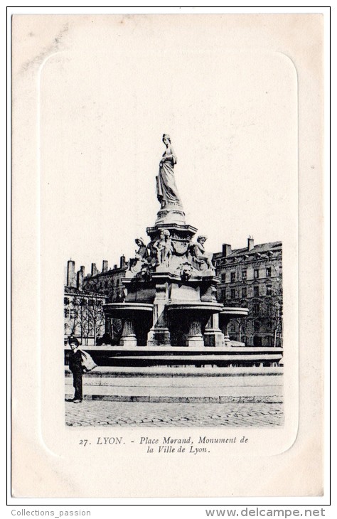 CP, 69, LYON,  Place Morand, Monument De La Ville De Lyon, Vierge - Autres & Non Classés