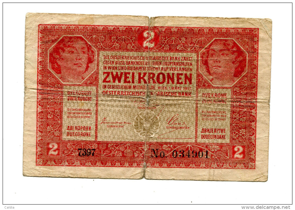 Hongrie Austria Hungary 2 Kronen 1917 Serial > 7000  RARE !!!!!!! - Hongrie