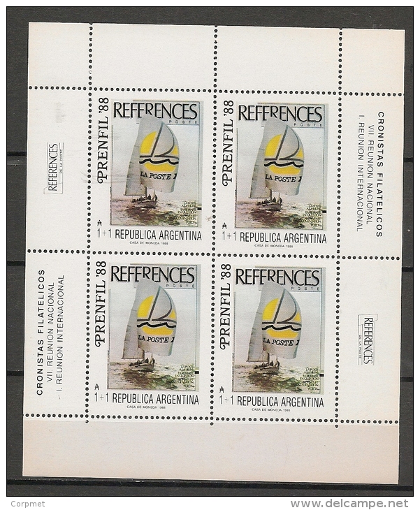 BOATS - 1988 ARGENTINA Surtax Feuillet Of 4 # 1712 - EXPOSITION PRENFIL´88 - ** MINT NH - Ships