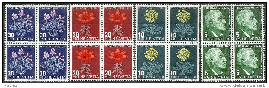 Schweiz Suisse PRO JUVENTUTE 1947: Zu WI 121-124 Mi 488-491 Yv 445-448 ** MNH+*MLH U Sous Faciale (Zu CHF 22.00 -25%) - Neufs