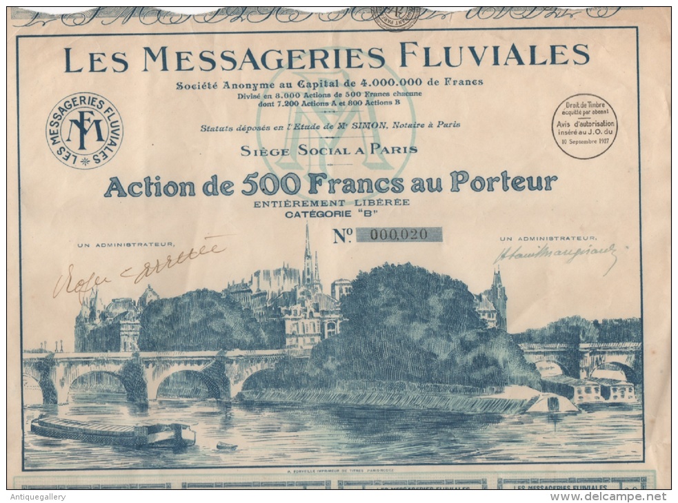 RARE : LES MESSAGERIES FLUVIALES  (ACTION CAT B) TIRAGE 800ex - Navy