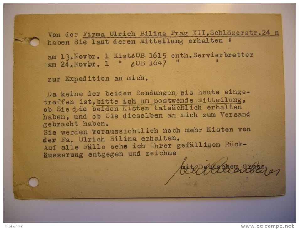 DR 1942 - Postkarte Firma Valentin Scharbach Kempten / Algäu - Spezialgeschäft (nach Prag - Protektorat B. U. M.) - Briefe U. Dokumente