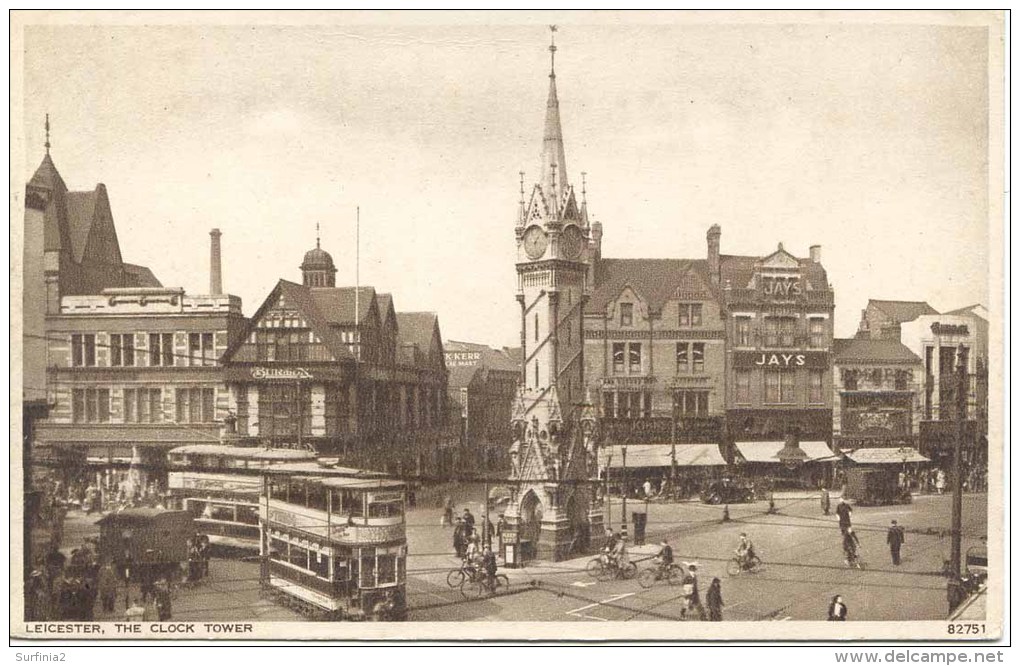 LEICESTER - THE CLOCK TOWER - ANIMATED - TRAMS  Le142 - Leicester