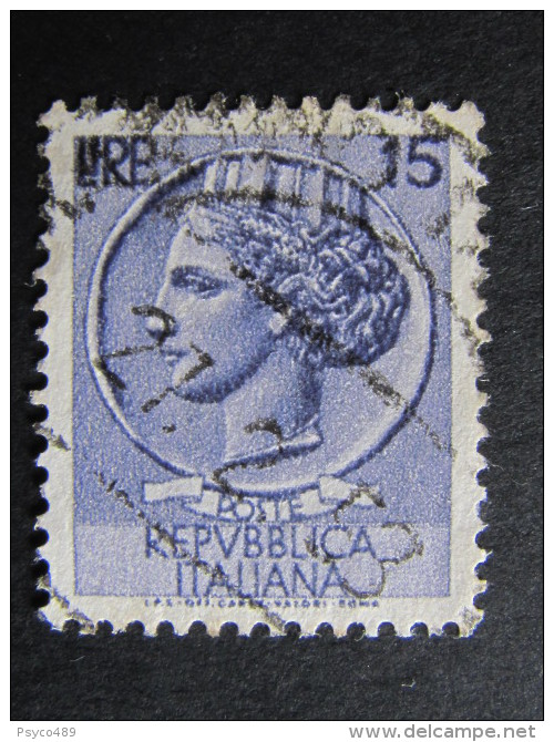 ITALIA Repubblica -1955- "Siracusana" £. 15 Fil. 2° Tipo 65°D US° (descrizione) - Errors And Curiosities