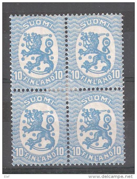 Finlande / Finland,1918 , BLOC De 4, 10 P Bleu, Neuf *, TB - Nuovi