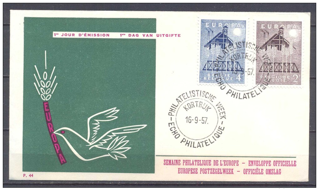 Europa 1957 Belgique FDC Enveloppe Premier Jour YT N°1025/1026 - 1957