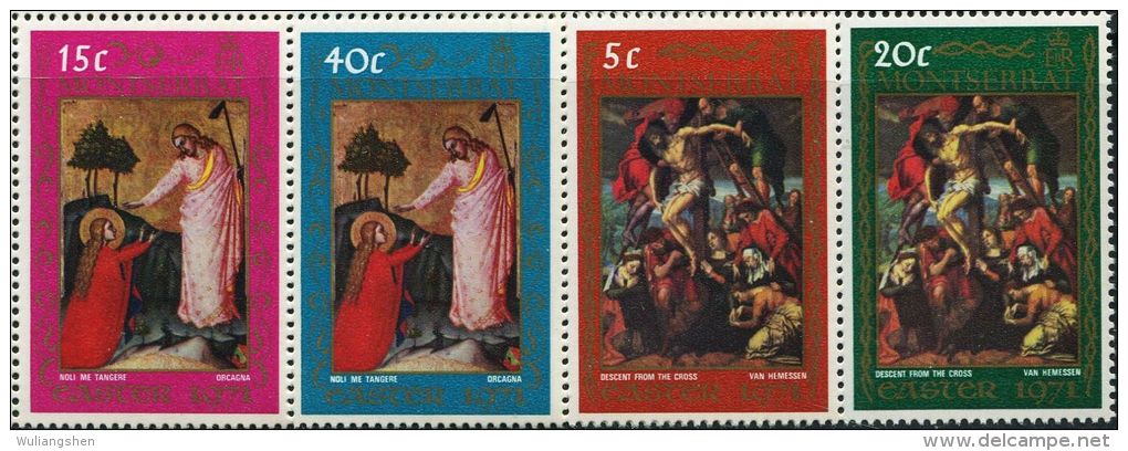 GN0040 Montserrat 1971 Easter Painting Block 4v MNH - Montserrat