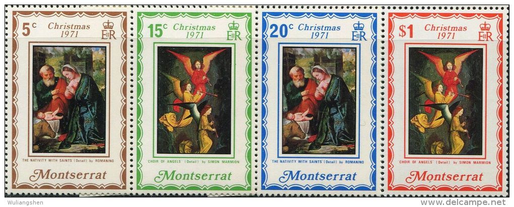 GN0043 Montserrat 1971 Christmas Painting Block 4v MNH - Montserrat