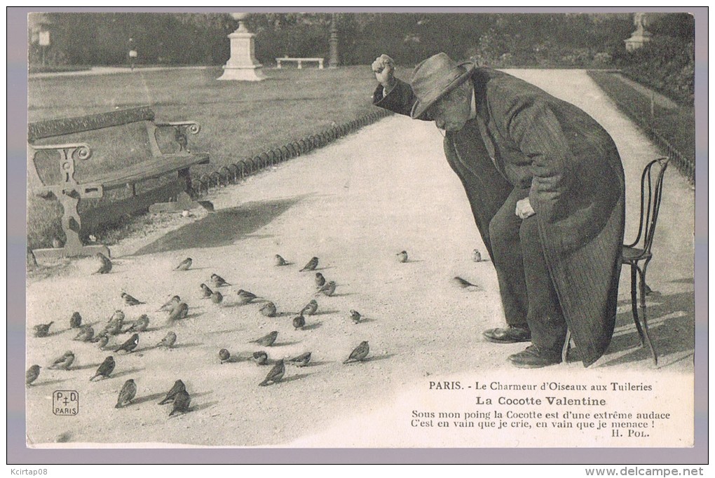 Paris Vécu . Le Charmeur D'oiseaux Aux Tuileries . La Cocotte Valentin . - Petits Métiers à Paris