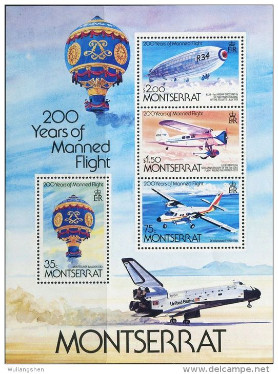 GN0069 Montserrat 1983 Hot Air Balloon Aircraft S/S(4) MNH - Montserrat