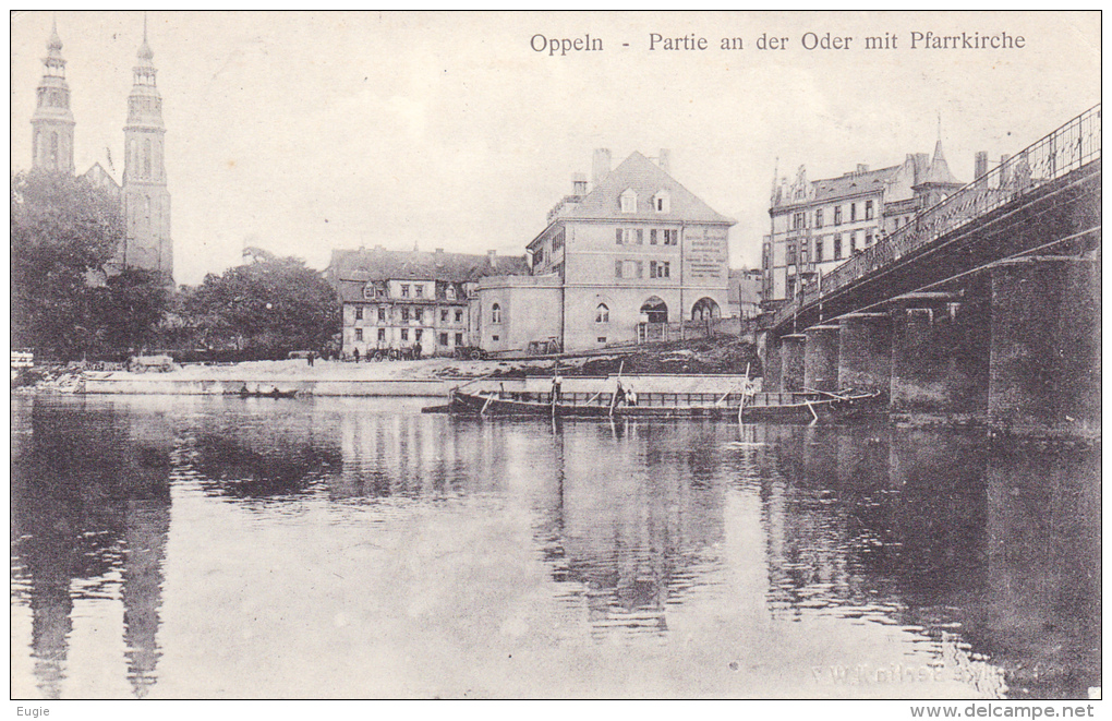 366/ Oppeln, Partie An Der Oder Mit Pfarrkirche, 1928 - Schlesien