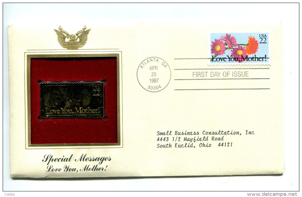 C Great Americans "" Special Messages - Love You, Mother """ Gold Stamp Replica 1964 FDC/bu/UNC - Autres & Non Classés