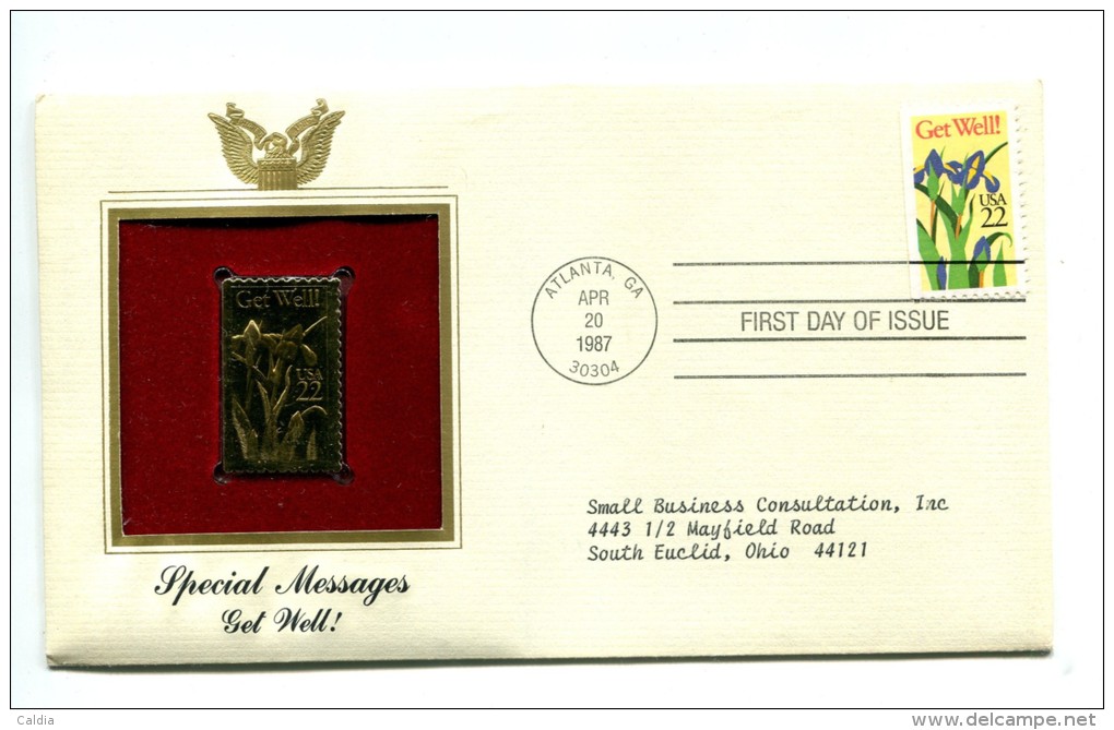 C Great Americans "" Special Messages - Get Well """ Gold Stamp Replica 1964 FDC/bu/UNC - Other & Unclassified