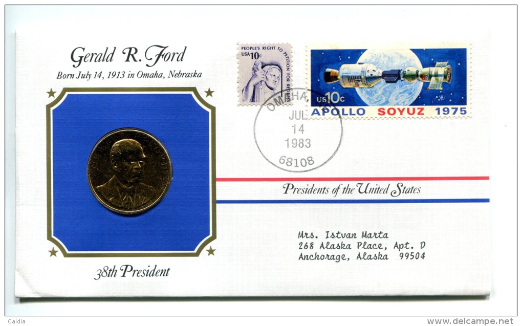 Etats - Unis USA " Presidents Of United States" Gold Plated Medal "" Gerald R. Ford "" FDC / BU / UNC - Verzamelingen