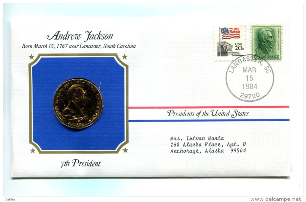 Etats - Unis USA " Presidents Of United States" Gold Plated Medal "" Andrew Jackson "" FDC / BU / UNC - Verzamelingen