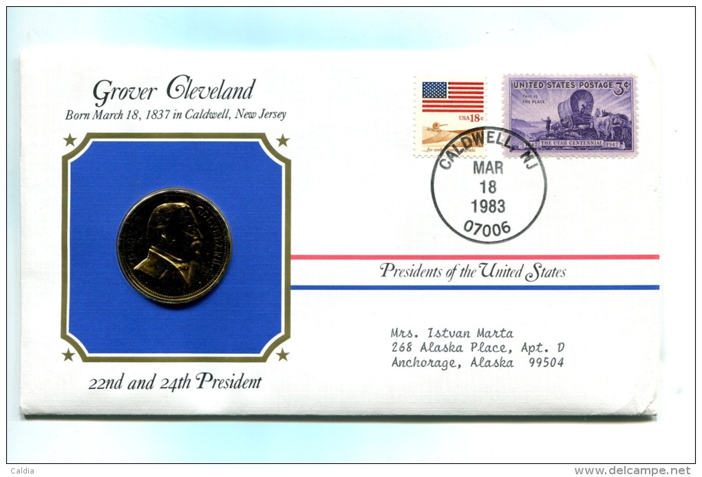 Etats - Unis USA " Presidents Of United States" Gold Plated Medal "" Grover Cleveland "" FDC / BU / UNC - Collections