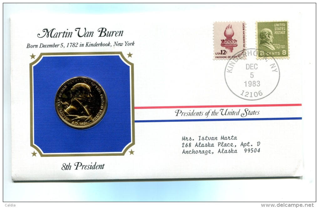 Etats - Unis USA " Presidents Of United States" Gold Plated Medal "" Martin Van Buren "" FDC / BU / UNC - Collezioni