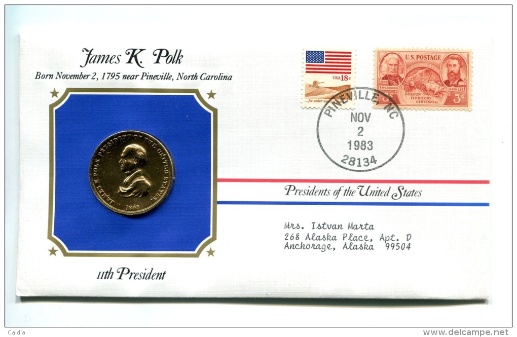 Etats - Unis USA " Presidents Of United States" Gold Plated Medal "" James K. Polk "" FDC / BU / UNC - Collections