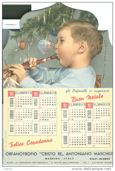 CALENDARIO ANTONIANO, 1961, MESSINA, 3 FACCIATE  APRIBILE, - Formato Grande : 1941-60