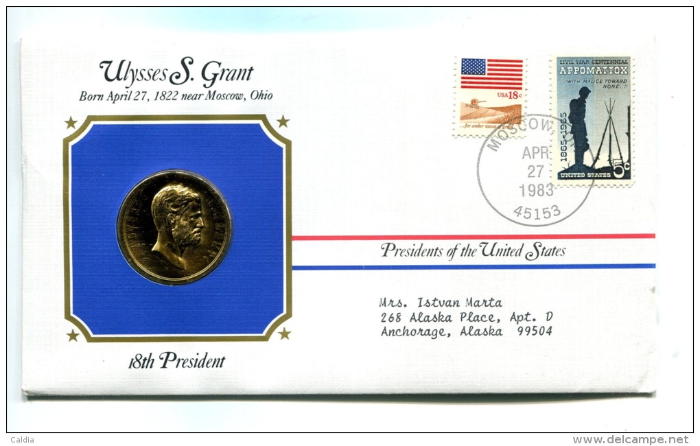 Etats - Unis USA " Presidents Of United States" Gold Plated Medal "" Ulysses S. Grant"" FDC / BU / UNC - Sammlungen