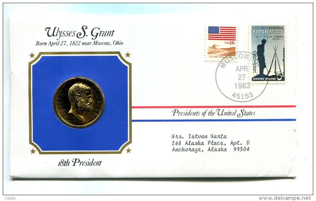 Etats - Unis USA " Presidents Of United States" Gold Plated Medal "" Ulysses S. Grant"" FDC / BU / UNC - Collections
