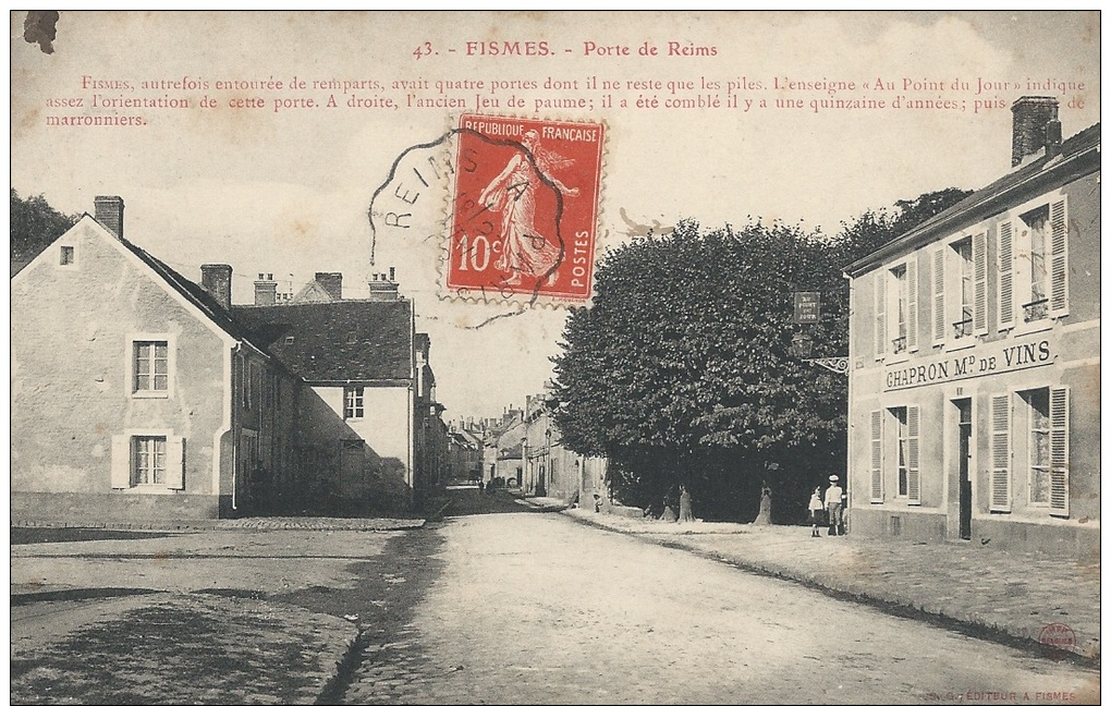 FISMES (51) - Porte De Reims - CHAPRON Md De Vins - - Fismes