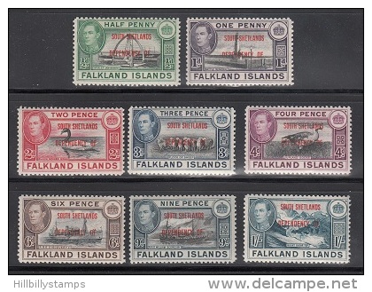 Falkland Isl.  Scott No 5L1-8  Unused Hinged   Year  1944 - Falkland Islands