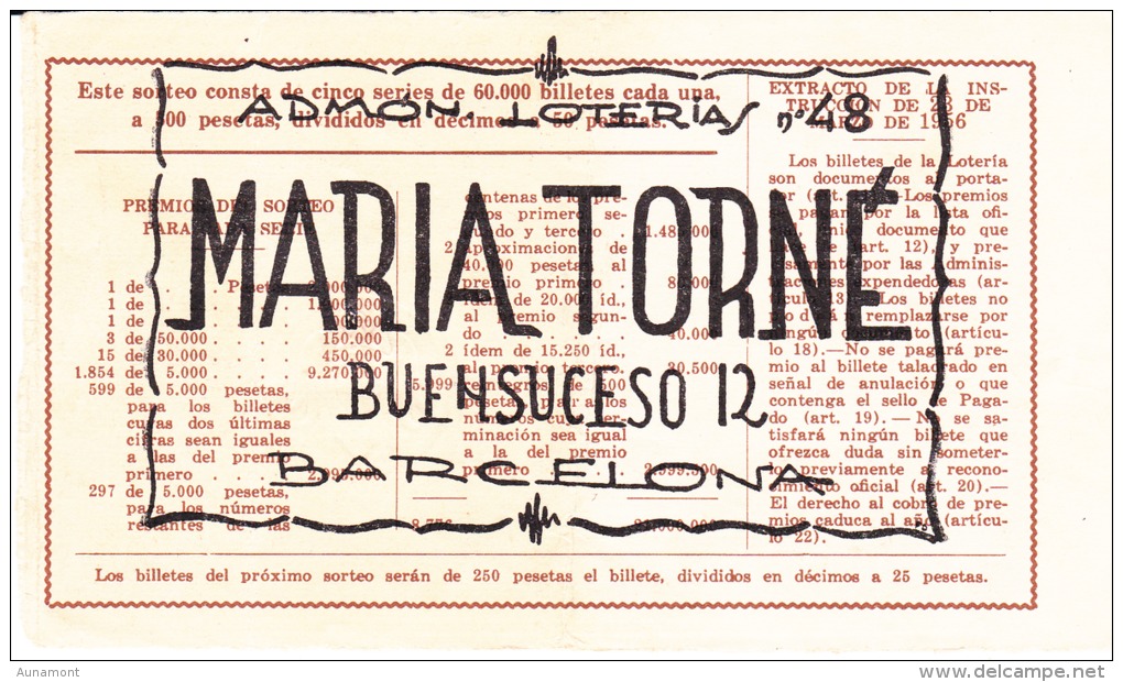 Billete De 1964  Zodiaco -Tauro - Billetes De Lotería