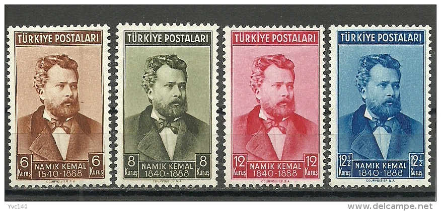 Turkey; 1940 50 Death Anniv. Of Namik Kemal (Poet) - Unused Stamps