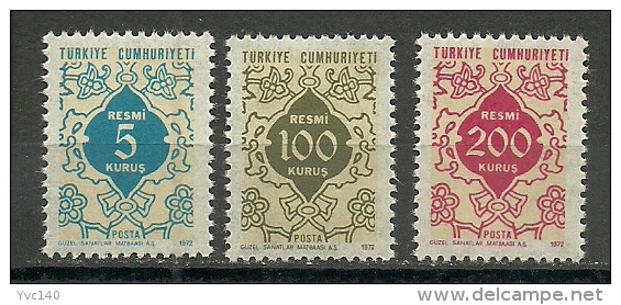 Turkey; 1972 Official Stamps (Complete Set) - Timbres De Service