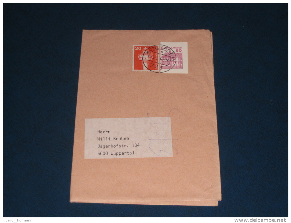 Brief Cover Deutschland Bund Ganzsache Ausschnitt Auf Brief Frankiert Postal Stationery 1988 Konstanz - Enveloppes - Oblitérées
