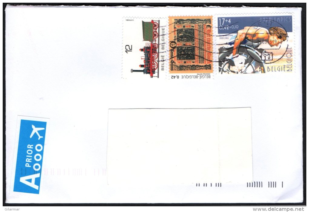 BELGIUM 2013 - MAILED ENVELOPE - HANDISPORT / TRAIN / WOMEN & ART - ANNA BIJNS - Handisport