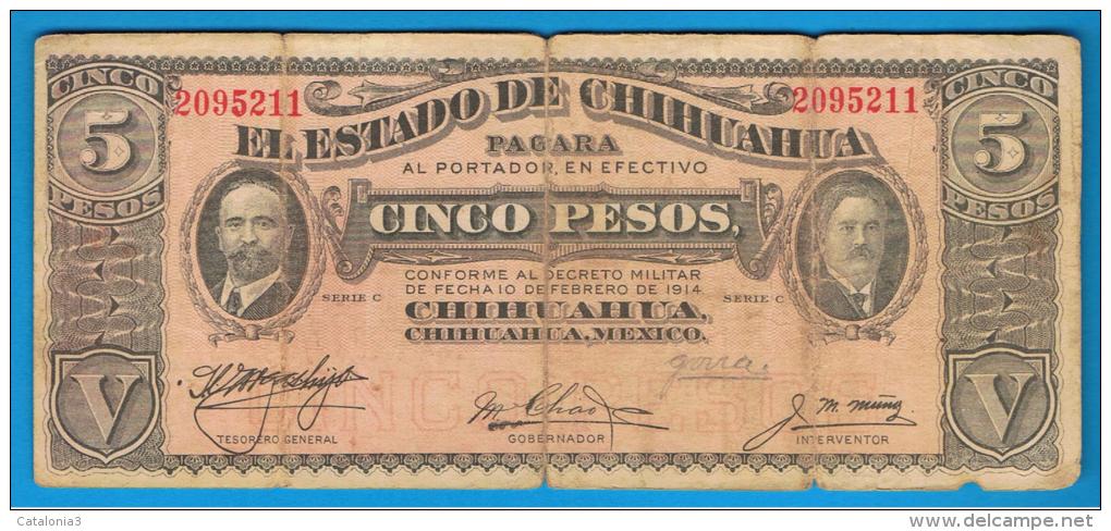 MEXICO -  5 PESOS 1914 Estado De Chiuaua - Mexique