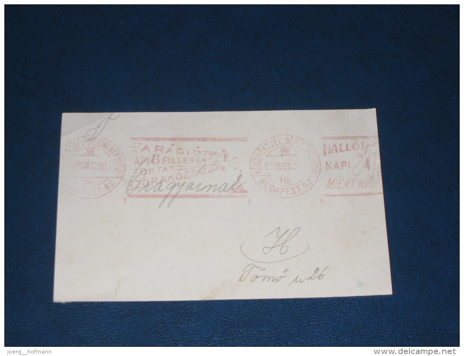 1930 Budapest  Freistempel Meter Mark Slogan Ungarn Hungaria Hungary Germany Ausschnitt - Postmark Collection