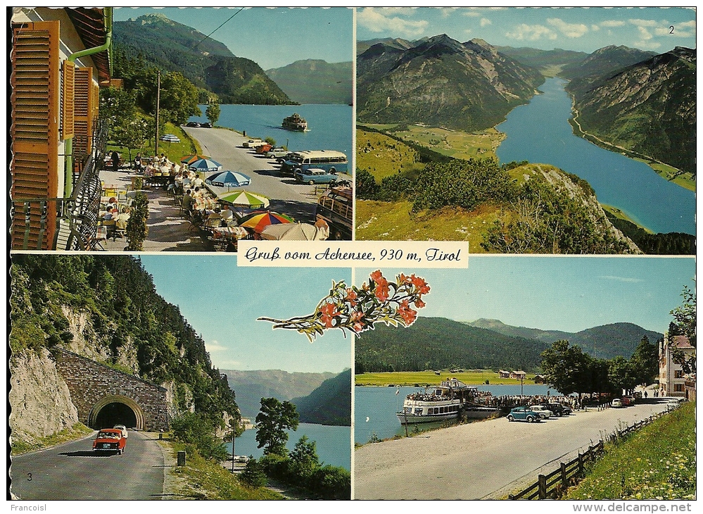 Autriche. Tyrol. Achensee. Carte Mosaïque. Hôtels, Tunnel. - Achenseeorte