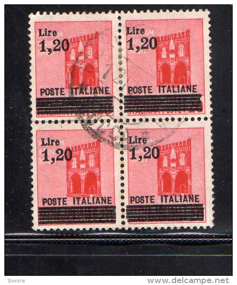 1945 SOPRASTAMPA SU MONUMENTI DISTRUTTI LIRE 1,20 SU 20 CENT ROSA IN QUARTINA USATA - Gebraucht