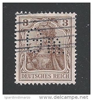 PERFIN DEUTSCHES REICH - 1905 - Valore Usato Da 3 P. Figura Allegorica Con Perforzione - In Ottime Condizioni. - Perforiert/Gezähnt