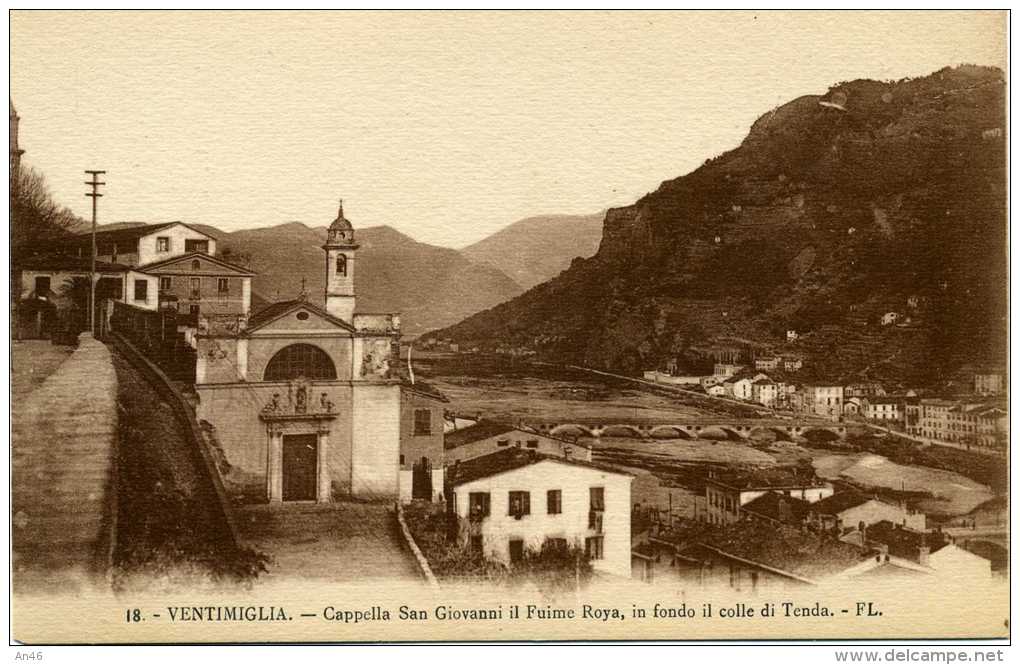 VENTIMIGLIA - CAPPELLA SAN GIOVANNI IL FIUME ROYA, IN FONDO IL COLLE DI TENDA - ORIGINALE D´EPOCA 100% - Altri & Non Classificati