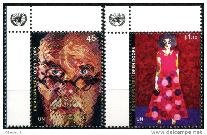 ONU New-York 2013 - Break Barriers - Paire ** MNH PF Coin De Feuille - Neufs