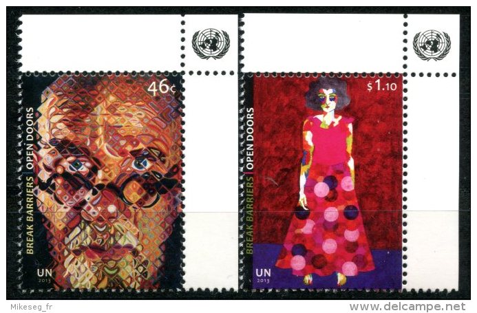 ONU New-York 2013 - Break Barriers - Paire ** MNH PF Coin De Feuille - Nuevos