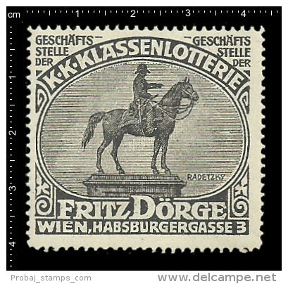 Old Original German Poster Stamp ( Cinderella,reklamemarke ) Lottery - Fritz Doerge Sculpture Radetzky Memorial - Skulpturen