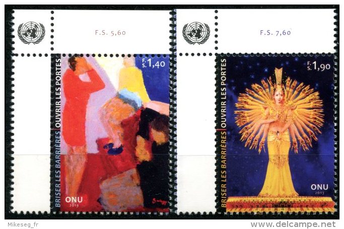 ONU Genève 2013 - Break Barriers - Paire ** MNH PF - Ungebraucht