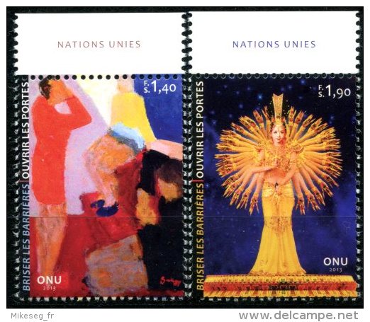 ONU Genève 2013 - Break Barriers - Paire ** MNH PF Avec Marge "Nations Unies" - Neufs