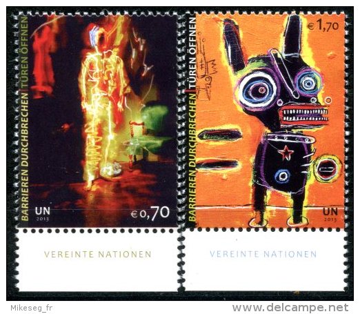 ONU Vienne 2013 - Break Barriers - Paire ** MNH PF Avec Marge "Vereinte Nationen" - Unused Stamps