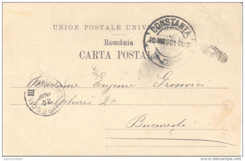 SALUTARI DIN ROMANIA - PODUL DE LA CERNAVODA CPA PRECURSEUR CIRCULEE 1901 A BUCURESTI - Roemenië