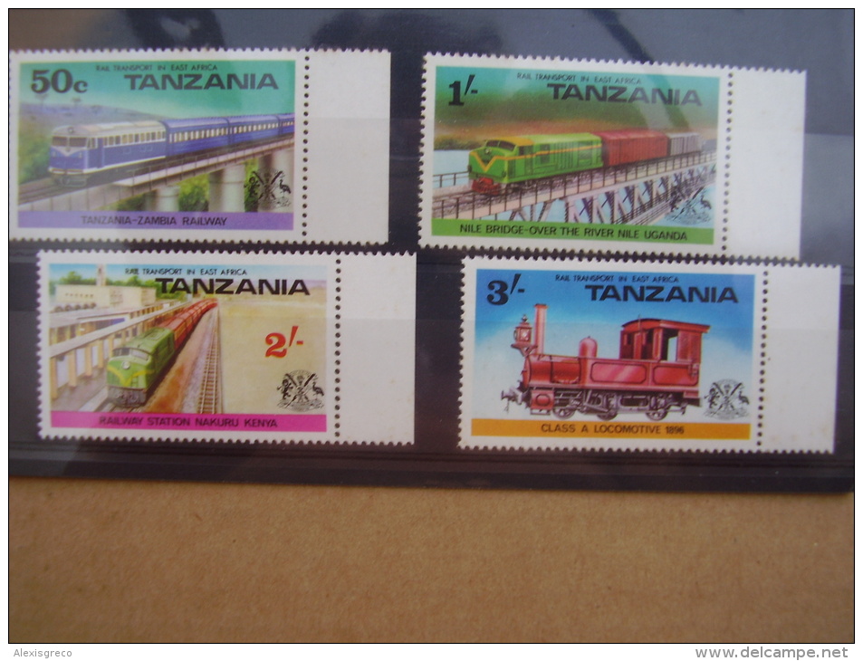 TANZANIA  1976  RAILWAY TRANSPORT FULLSET MNH Four Values To 3/- - Tanzania (1964-...)