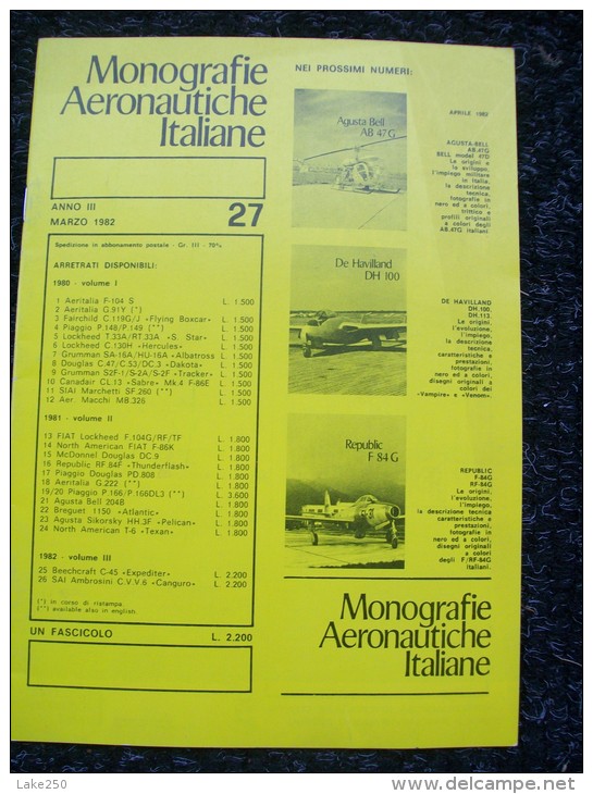 MONOGRAFIE AERONAUTICHE ITALIANE N 27 MARZO 1982 - Motores