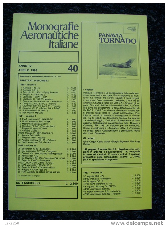 MONOGRAFIE AERONAUTICHE ITALIANE N 40 APRILE  1983 - Moteurs