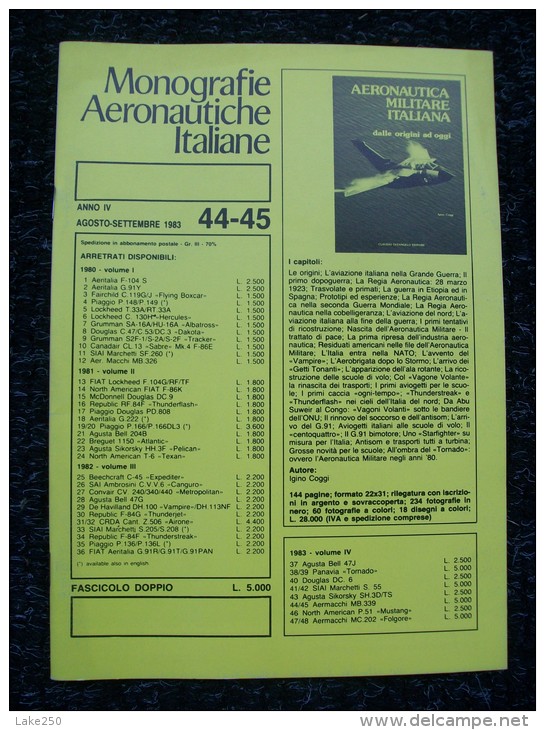 MONOGRAFIE AERONAUTICHE ITALIANE N 44-45  AGOSTO-SETTEMBRE 1983 MB 339 - Moteurs