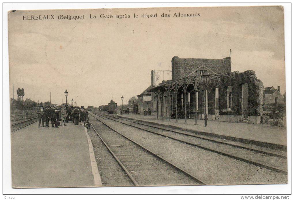 25624  -  Herseaux  La Gare Après  Le Départ  Des Allemands - Mouscron - Moeskroen